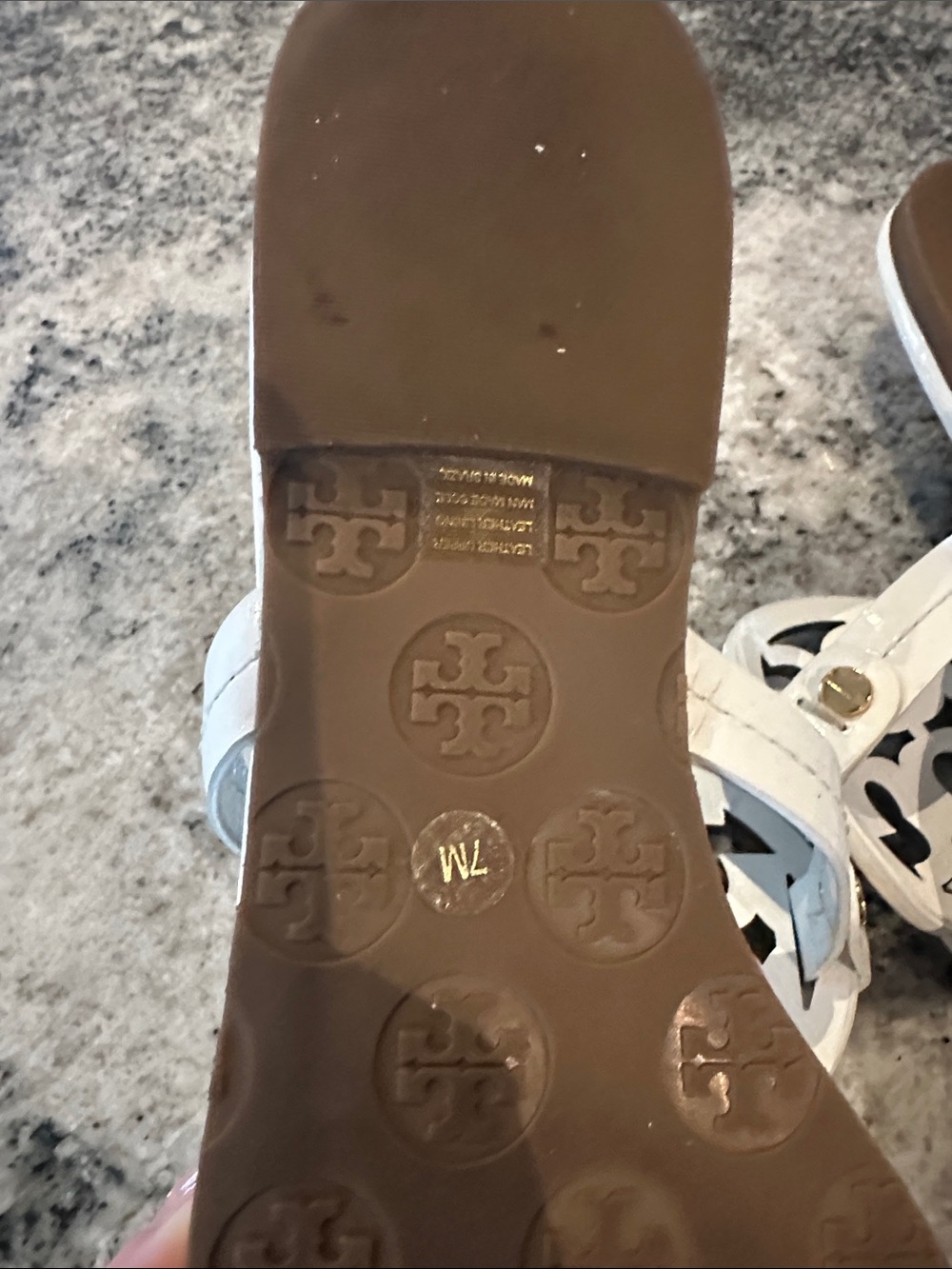 Tory Burch Miller White Patent Leather Logo  Sandals - Picture 4 of 6